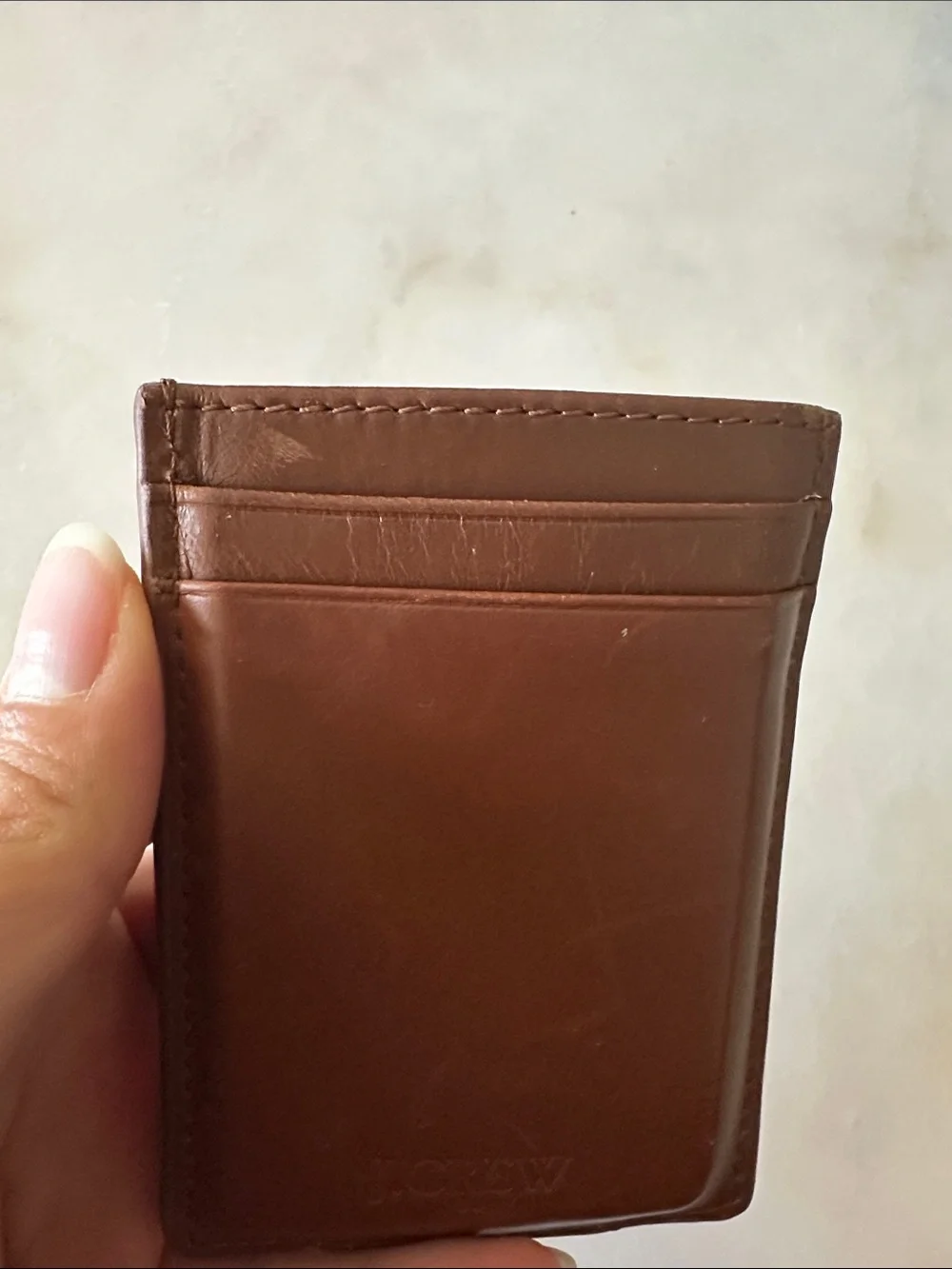 J. Crew Brown Leather Money Clip Card Holder